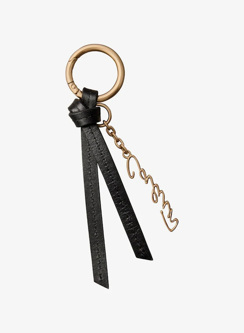 CALVIN KLEIN Leather Knotted Tassel Logo Bag Charm